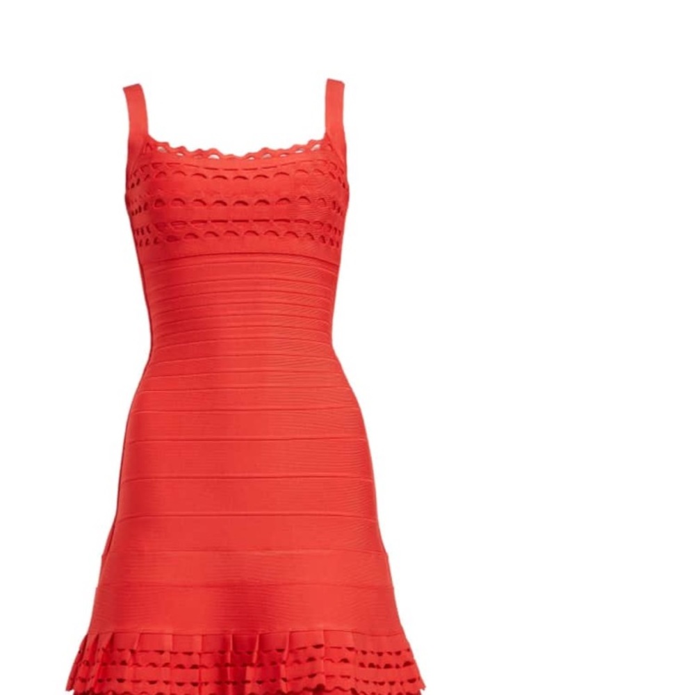 Herve leger laser cut bondage dress